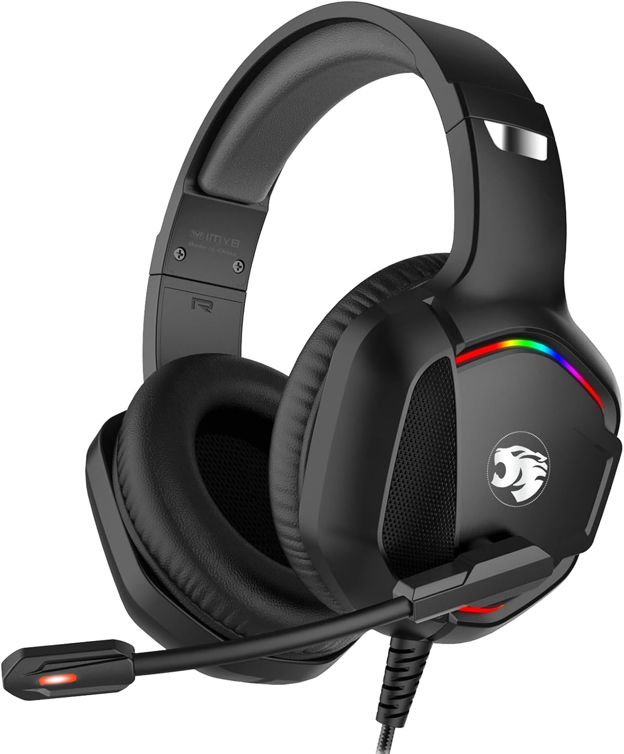 IMYB A36 Gaming Headset with Mic Stereo Headphones for Pc PS5, Xbox | RGB Wired Over-Ear Noise Cancelling for Xbox Series X/S, PS4, Nintendo Switch, Computer, Laptop, Mac