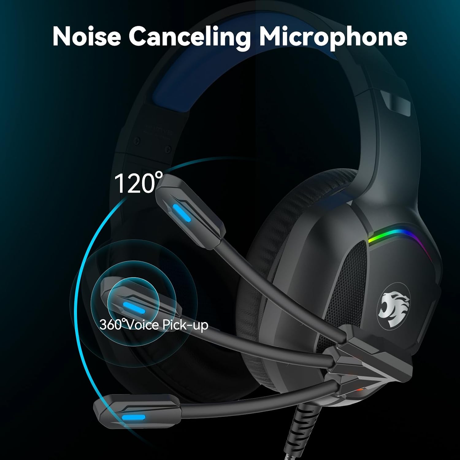 IMYB A36 Gaming Headset with Mic Stereo Headphones for Pc PS5, Xbox | RGB Wired Over-Ear Noise Cancelling for Xbox Series X/S, PS4, Nintendo Switch, Computer, Laptop, Mac