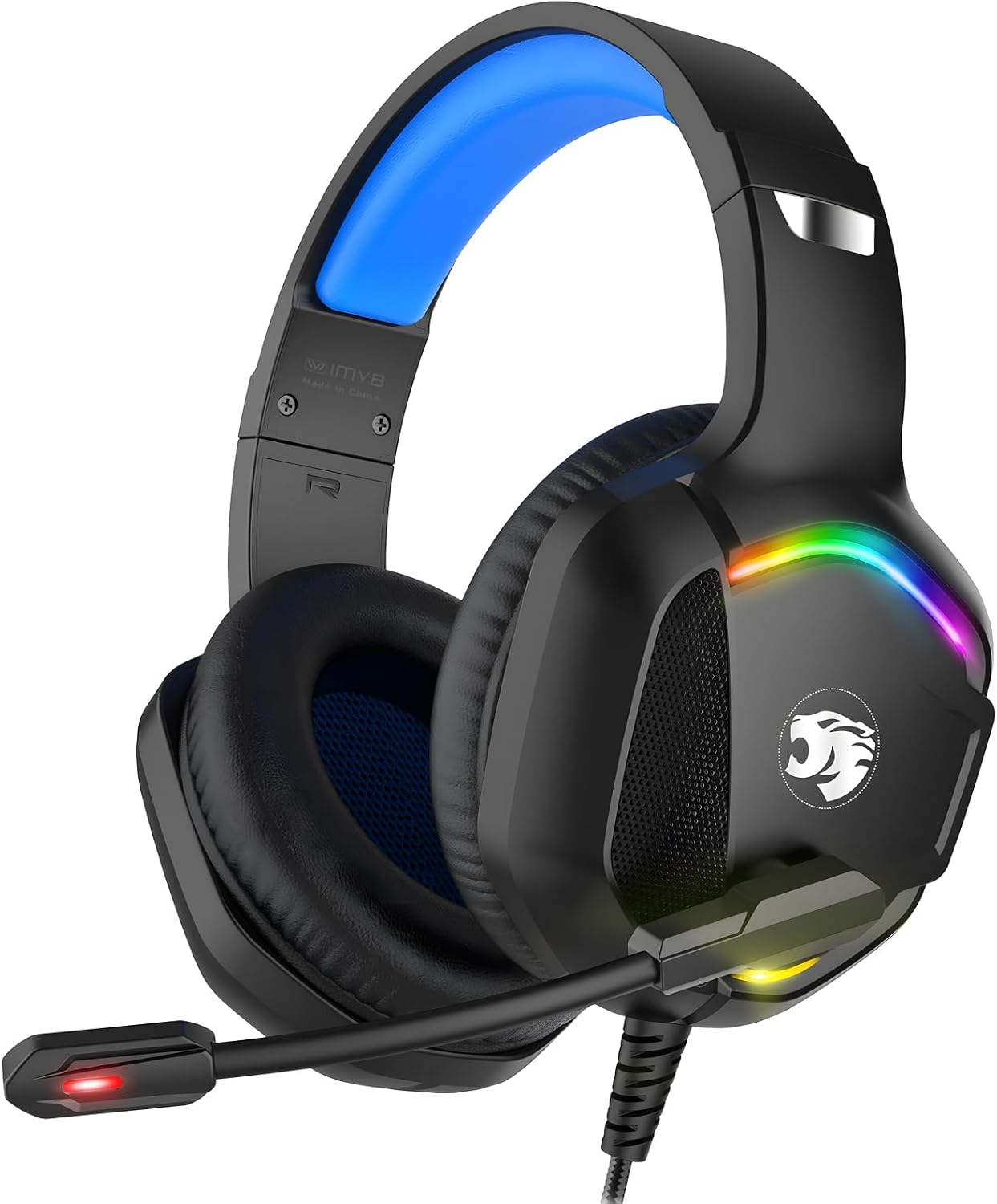IMYB A36 Gaming Headset with Mic Stereo Headphones for Pc PS5, Xbox | RGB Wired Over-Ear Noise Cancelling for Xbox Series X/S, PS4, Nintendo Switch, Computer, Laptop, Mac