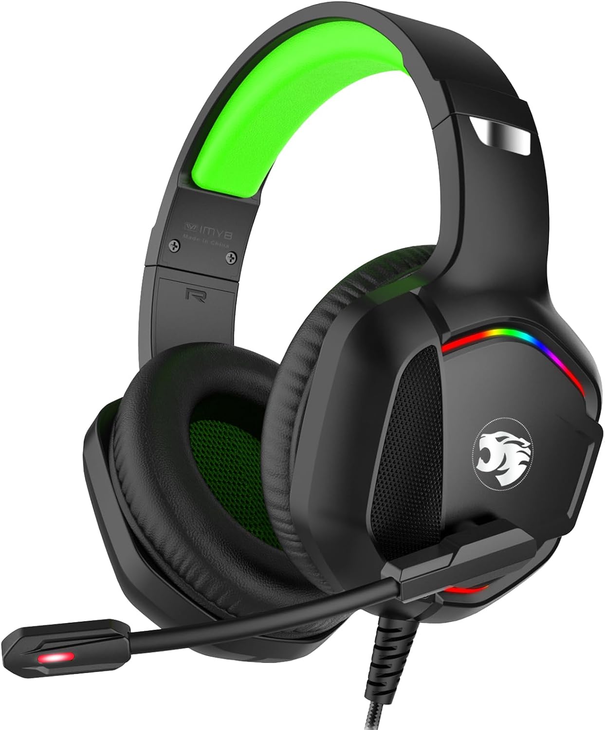 IMYB A36 Gaming Headset with Mic Stereo Headphones for Pc PS5, Xbox | RGB Wired Over-Ear Noise Cancelling for Xbox Series X/S, PS4, Nintendo Switch, Computer, Laptop, Mac