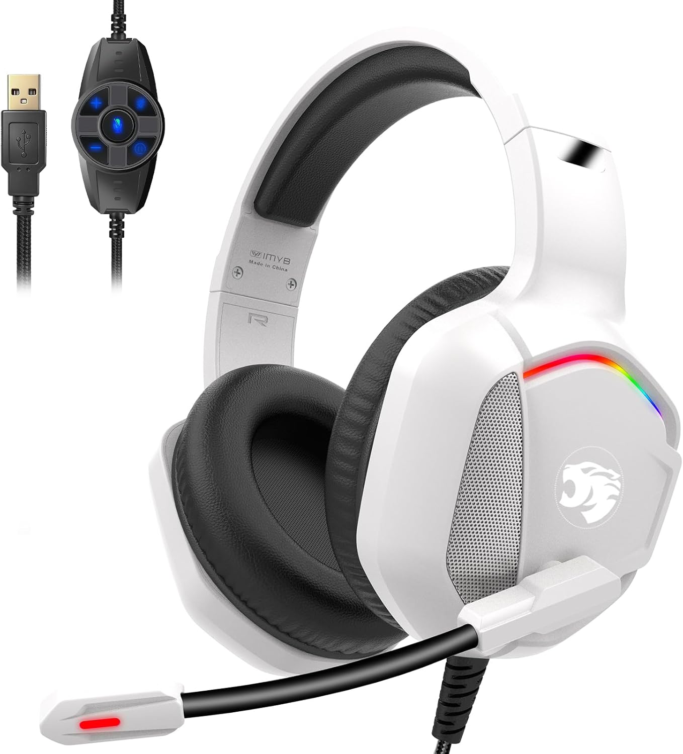 IMYB A36 Gaming Headset with Mic Stereo Headphones for Pc PS5, Xbox | RGB Wired Over-Ear Noise Cancelling for Xbox Series X/S, PS4, Nintendo Switch, Computer, Laptop, Mac