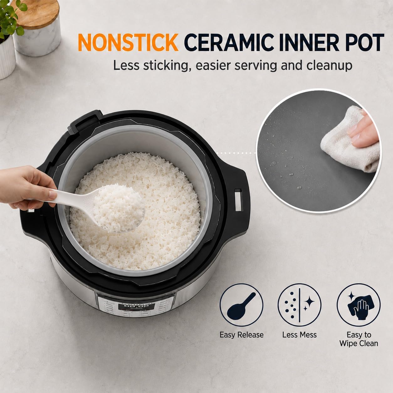 CARORI 8Qt 12-in-1 1200W Stainless Steel Pressure Cooker,Quick Meals, Time-Saving, Healthy, Convenient & Efficient - with Safer Venting & Recipe Book, Silver