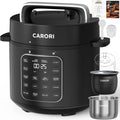 CARORI 8Qt 12-in-1 1200W Stainless Steel Pressure Cooker,Quick Meals, Time-Saving, Healthy, Convenient & Efficient - with Safer Venting & Recipe Book, Silver