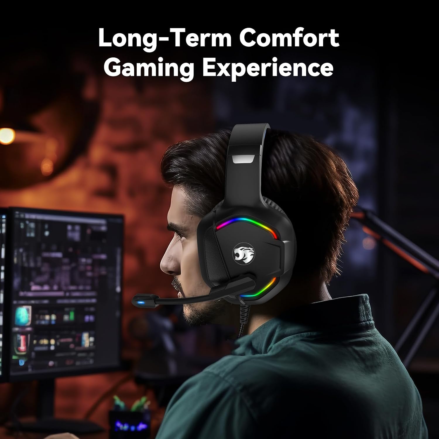 IMYB A36 Gaming Headset with Mic Stereo Headphones for Pc PS5, Xbox | RGB Wired Over-Ear Noise Cancelling for Xbox Series X/S, PS4, Nintendo Switch, Computer, Laptop, Mac