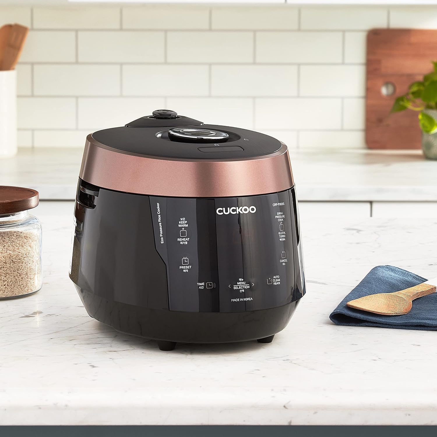 CUCKOO High Pressure Rice Cooker, 12-Cup Cooked, Black, CRP-P0609S | 6-Cup Uncooked Capacity, Nonstick Inner Pot, 13 Cooking Modes, Turbo White Rice in 18-24 Minutes, Auto Clean, Made in Korea